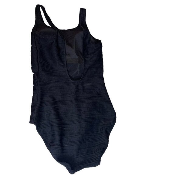 Gottex Vintage Womens One Piece Swimsuit Size 10 Black Textured Low Back Classic - Picture 2 of 13